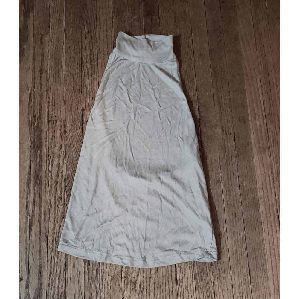 Light Green Turtle Neck Open Back Top